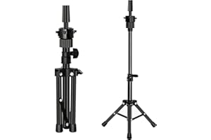 SK-QACD mannequin head Stand Tripod for Hairdresser Practice Style Display Human Hair Mannequin Head Manikin Cosmetology Doll Training Head Mini Adjustable Metal Holder(Black)