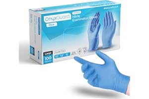 OnyxGuard Blue Premium Medical Nitrile Examination Gloves - Box of 100 Disposable, Powder-Free, Latex-Free, Multi-Purpose, Single-Use, Medical Use, Dentist Gloves. (Large)
