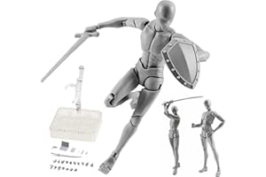 Hemore Modelo de Cuerpo de maniquí, Figura de acción del Cuerpo Masculino de 15 cm/5.9 Pulgadas con Soporte de Pedestal, Gestos móviles Modelo del Cuerpo de Figura para Dibujar, Pintar, Dibujar