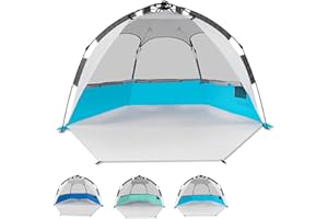 Mansader Pop Up Beach Tent for 2-3 Person, Instant Pop Up Shelter with UPF 50+ UV Protection, Waterproof Beach Tent Lightweight Easy Setup Light Blue