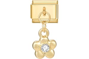 Hoomall Italian Charm Bracelet Charms mit Anhänger Armband Fußkettchen Halskette Charms 10x9mm Gold Edelstahl Italian Charms DIY Modul Charm Abnehmbare Schmuck