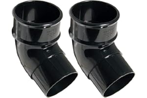 FLOPLAST 68mm Round Gutter Pipe 112 Degree Offset Bend - Black - Pack of 2