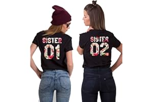 SEVPUIKL Sister T-shirt à manches courtes pour fille avec inscription « Best Friends » en coton noir et blanc