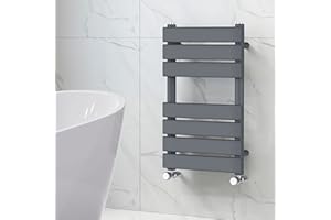 NRG Bathroom Flat Panel Heated Towel Rail Radiator Modern Central Heating Warmer Wall Mounted Ladder Rad 650×400mm Anthracite