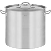 Royal Catering RCST-25E3 Professional Induction Saucepan (with Lid, Stainless Steel, Drip Resistant Edges, 4 mm Bottom, 25 Li