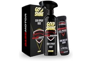 BASS MOTOR BassMotor Quick Liquid Wax for Car Motorcycle Bodywork Polish Mirror Effect Hydrophobic Repellent Gloss with Liquid Spray Exterior Wax - Gold Shine 500ml + Premium Microfiber Cloth