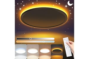 NEEMOSI 24W Plafonnier LED Dimmable, Luminaire Plafonniers avec Télécommande&Veilleuse 1800K&Minuterie, Éclairage de Plafond Rond, Plafonnier pour Salle de Bain Chambre Salon Cuisine Couloir Ø29.5cm