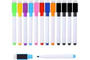 Yolistar 12 Pennarelli Cancellabili per Lavagna Bianca,Lavagna Magnetici Pennarelli,Marcatore Cancellabile,Marcatore Cancellabile a Magnetica Per Scuola, Ufficio e Casa(Colori Assortiti)