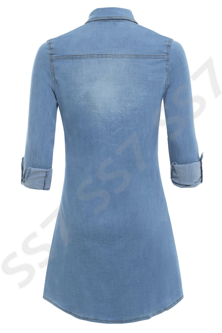 stretch denim shirt dress