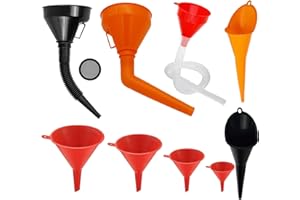 YUAAOH Plastique Entonnoir à Essence Lot de 9 Entonnoir à Carburant Avec Filtre et Tuyau Flexible pour Voiture et Moto, Universels Plastique Entonnoir Pour Huile Moteur Diesel Kérosène et Essence