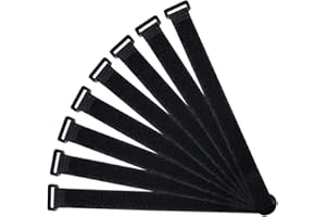 QitinDasen 20 Piezas 40 X 2 cm Nailon Cables Bridas, Correas de Cable Reutilizables, Tiras de Cable Ajustables, Ataduras de Cable Multiusos con Gancho y Bucle (Negro)