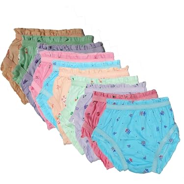 Lot De 4 Culottes Volants Bébé Fille - 100% Coton - Taille élastique - Rose, Blanc, Bleu, Jaune