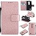 Produktbild Lonchee LG LEON LTE / C40 / H340N H320 Leder Wallet Tasche Brieftasche Schutzhülle , Sonnenblumen geprägten Muster Design Hochwertige PU Leder Folio Tasche Case Hülle im Bookstyle mit Standfunktion Kredit Kartenfächer (Rose Gold)