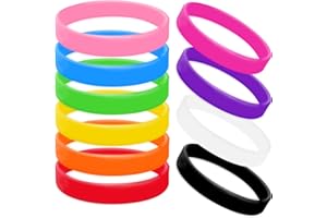 Morcheiong Colored Rubber Bracelets - 100pcs Blank Silicone Wristbands for Men Women and Teens