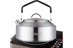 DJOWYH Hervidor de agua de acero inoxidable | para camping y exterior | tetera | caldera portátil de camping para el hogar | hervidor de agua | accesorios de camping 1L/1,5 L