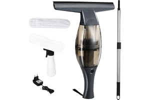 Batteridriven fönsterdammsugare,fönsterrengörare elektrisk,fönsterrengörare med teleskophandtag,batteritid:40 min,28 cm sugmunstycke,sprayflaska med mikrofiberskydd för 360° randfri rengöring