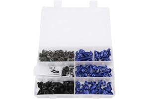 JENNGAOO 198 Stück Motorrad Verkleidungsschrauben Kit Blau, Universal M5 M6 Schrauben Set mit Muttern und Unterlegscheiben, für Geländewagen, Offroad, Sportbike und Motorrad