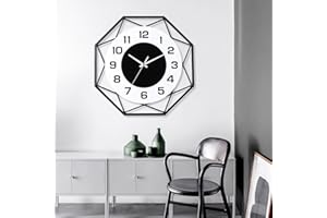 SIN&MI Metal Large Wall Clocks Decor Modern Silent Big Wall Clock Non Ticking Battery Operated Quartz Clock for for Living room Kitchen Bedroom Decorative Bathroom Outdoor Indoor 13 Inch