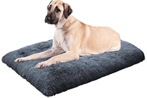 LEZUAN Cuccia Cani di Peluche Morbida Rettangolo, Letto Cane Anti Ansia, Cuscino Cane Cálido, Tappetino per Cani con Fondo Antiscivolo, Materassino per Cani Lavabile in lavatrice(Grigio Scuro,80x118cm)