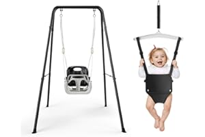 MINENICE Babyschaukel wächst mit Ihrem Kind, 4-in-1 Kinderschaukel-Set, für Kinder von 18 Monaten bis 6 Jahren und älter, Faltbare Garten-Kinderschaukel, Indoor und Outdoor (Schwarz)