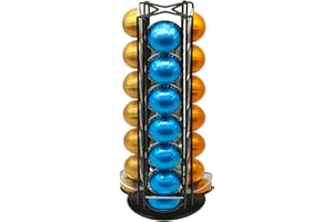 MeelioCafe Portacapsule rotante per 28 Vertuo capsule, porta capsule caffè rotante per cialde caffè Vertuoline, accessori dispenser capsule,Nero