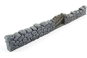 War World Gaming Dry Stone Wall with Gate Pre-Painted x 1 – 20mm - 28mm Wargaming Tabletop Terrain Scenery Landscape Model Miniatures Diorama Wall Cover Modelling Wargame Layout