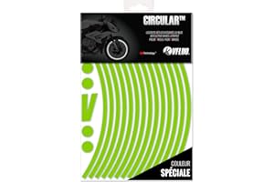 VFLUO - Motorcycle Reflective Wheel Stripes kit, 1 Wheel Rim Stickers Pack, 3M Technology™ - High lateral Visibility, Discreet and Design, Easy Installation