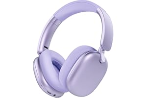 RORSOU C6 Active Noise Cancelling Headphones, Wireless Over Ear Bluetooth Headphones, 60H Playtime, Lightweight Folding Deep Bass Comfort Fit Ear Cups Headset with Mic for iPad/Travel/PC/Home Purple
