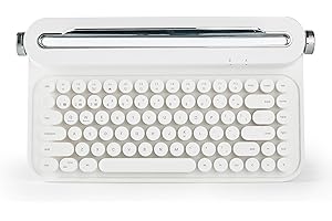 ‎YUNZII YUNZII ACTTO B305 Wireless Schreibmaschine Tastatur, Retro Bluetooth ästhetische Tastatur mit integriertem Ständer für Multi-Gerät (B305, Schneewittchen)
