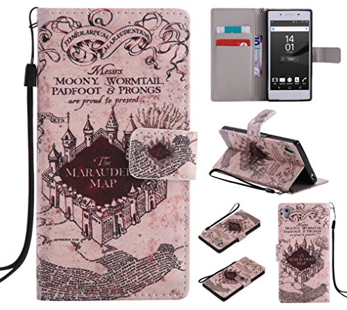 Preisvergleich Produktbild Docrax Sony Xperia Z5 Lederhülle, Handy Hülle Leder Klappbar Brieftasche Schutzhülle mit Kartenfach Magnetisch Stoßfest Handyhülle Flip Case für Sony Xperia Z5 - DOKTU44486#5