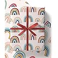 4 x Rainbow Wrapping Paper - HUGE 84cm x 60cm Premium Eco Gift Wrap for Birthday, New Baby, Christening, Kids, Boys, Girls, Teachers, Men and Women (4 Sheets & 4 Tags)