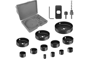 Brevanza 16 piezas Seghe a Tazza 19-127mm, Sega a Tazza in Scciaio al Carbonio con Custodia Trasporto, Fresa a Tazza con Chiavi Esagonali e Trapano per Tavola in PVC Tavola in Plastica Alluminio Legno