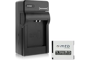 MTB MORE ENERGY Akku + Ladegerät (KFZ, Netz) für Canon NB-11L / Ixus 125 HS, 265 HS, Powershot A2500... Siehe Liste