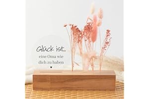 ‎4YOUDESIGN 4you Design Trockenblumenständer Glück ist eine Oma wie Dich zu haben, Blumenständer Holz inkl. Trockenblumen zum Muttertag, Geburtstag, Weihnachten, Schöne Geschenkidee für alle Mütter