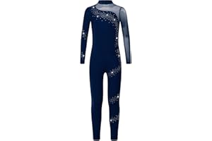 Freebily Tuta Intera da Ginnastica Artistica Bambina Balletto Body Danza Classica Manica Lunga con Strass Ballet Leotard Bodysuit da Pattinaggio Artistico Tutine Jumpsuit