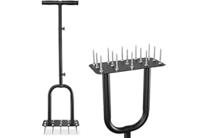 Ricyea Napowietrzacz trawnika z 15 stalowymi gwoździami, napowietrzacz trawnika, aerator do trawnika, wertykulator z uchwytem T, napowietrzanie trawnika z masywnymi stalowymi kolcami o średnicy 6 cm