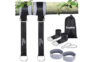 MOSKILA Traybray Sangles Hamacs d’extérieur (1000KG Max.), 150CM Kit Hamac Résistant aux Sangles Lourde Suspension avec 2 mousquetons et D- anneaux, 2 tapis de protection d’arbre, Sac de rangement gratuit