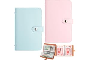 GraGra 2 Cash Savings Books, Savings Challenge Book, Money Organiser Book, A6 Cash Organizer, Money Saving Books, Saving Organizer Folder, Both Sides, 2x100 Envelopes(Pink + Blue)