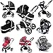 i-Safe System - Black Trio Travel System Pram & Luxury Stroller 3 in 1 Complete With Car Seat + Rain Covers