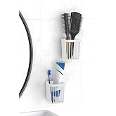 ATA HOME 2'Li Set Yapışkanlı Diş Fır&ccedil;alık, Sa&ccedil; Fır&ccedil;ası Tarak D&uuml;zenleyici, Banyo D&uuml;zenleyici Banyo Rafı Beyaz