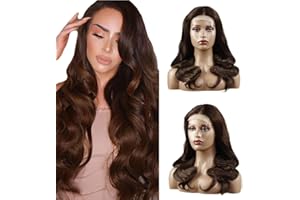 HXXCOUP Parrucca Donna Capelli Veri Umani 4X1 Lace Front Wig Body Brown Body Wave Human Hair Wig Lace Wig with Baby Hair Parrucca Donna Brown Human Hair Wig for Black Woman 24 Inch