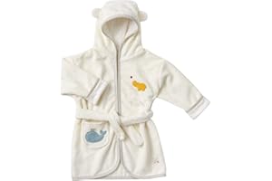 Fehn Bademantel Baby fehnNATUR - Kuscheliger Frottee-Bademantel mit Bio-Baumwolle für fröhliche Abtrocknung und behagliches Wohlgefühl - Mit Kapuze, ideal für Babys & Kleinkinder ab 6 Monaten