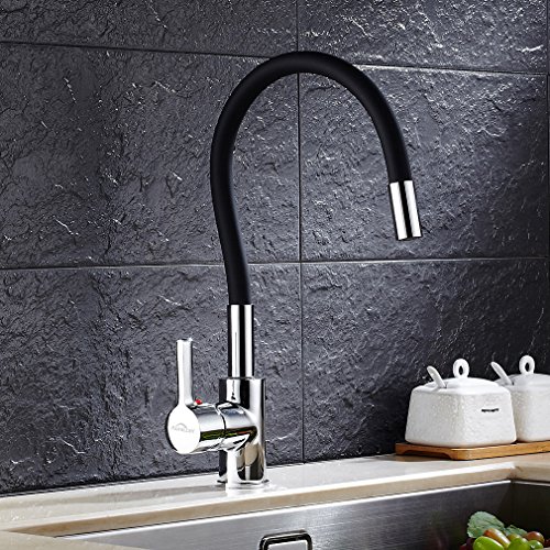 Neueste Auralum „C“ Type schwarz 360° Drehbar Wasserhahn Küchenarmatur Waschtischarmatur - 8