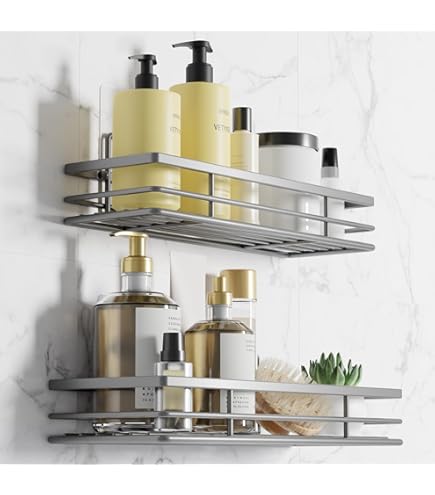 Étagère De Douche à Ventouse, Sans Perçage, Panier De Rangement Pour Salle De Bain Et Cuisine 30 Cm Blanc 97409413