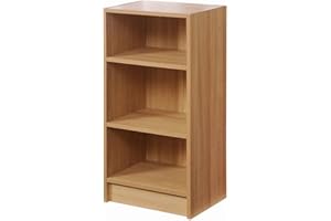All Homely Basics Small Narrow Bookcase | Modern Design with 3 Adjustable Shelves | Suitable for Home or Office | Available in 6 Colours | W40 x H80 x D30cm Oak