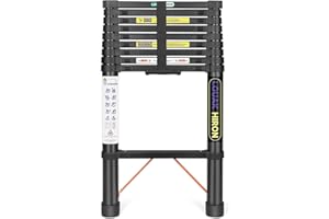 LOUAK&HIRON Teleskopleiter 4.3M Mehrzweck-Leiter ausziehbar Dachbodenleiter tragbare Klappleiter