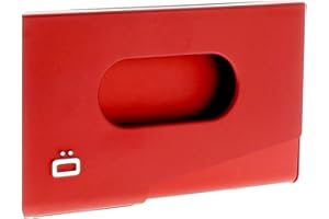 ÖGON -DESIGNS- ÖGON Smart Wallets - Porte-Cartes de Visite en Aluminium One Touch - Capacité 15 Cartes de Visite (Rouge)