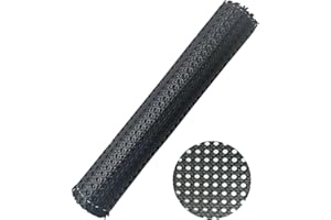 SELLINER 1 rouleau de matériau de cannage en rotin synthétique pour projets de cannage en polyéthylène, pour meubles, chaise, armoire, plafond - 2 m x 40 cm, noir