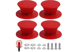 FunWorth Lot de 4 Poignées de Couvercle Casserole en Silicone, Boutons de Rechange Universels Résistants à la Chaleur Sans BPA Avec, vis et Joints en Acier Inoxydable (Rouge)