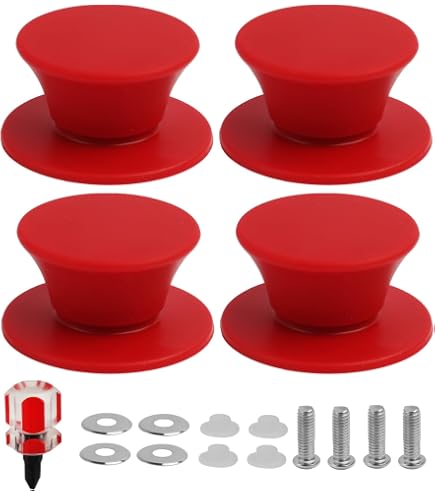 Lot De 4 Poignées De Couvercle En Silicone Universelles - Résistantes à La Chaleur, Antidérapantes, Avec Vis Et Rondelles - Remplacement Pour Casseroles Et Poêles